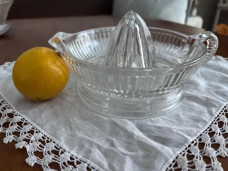 Vintage, depression era ribbed clear glass juicer reamer | Etsy (US)