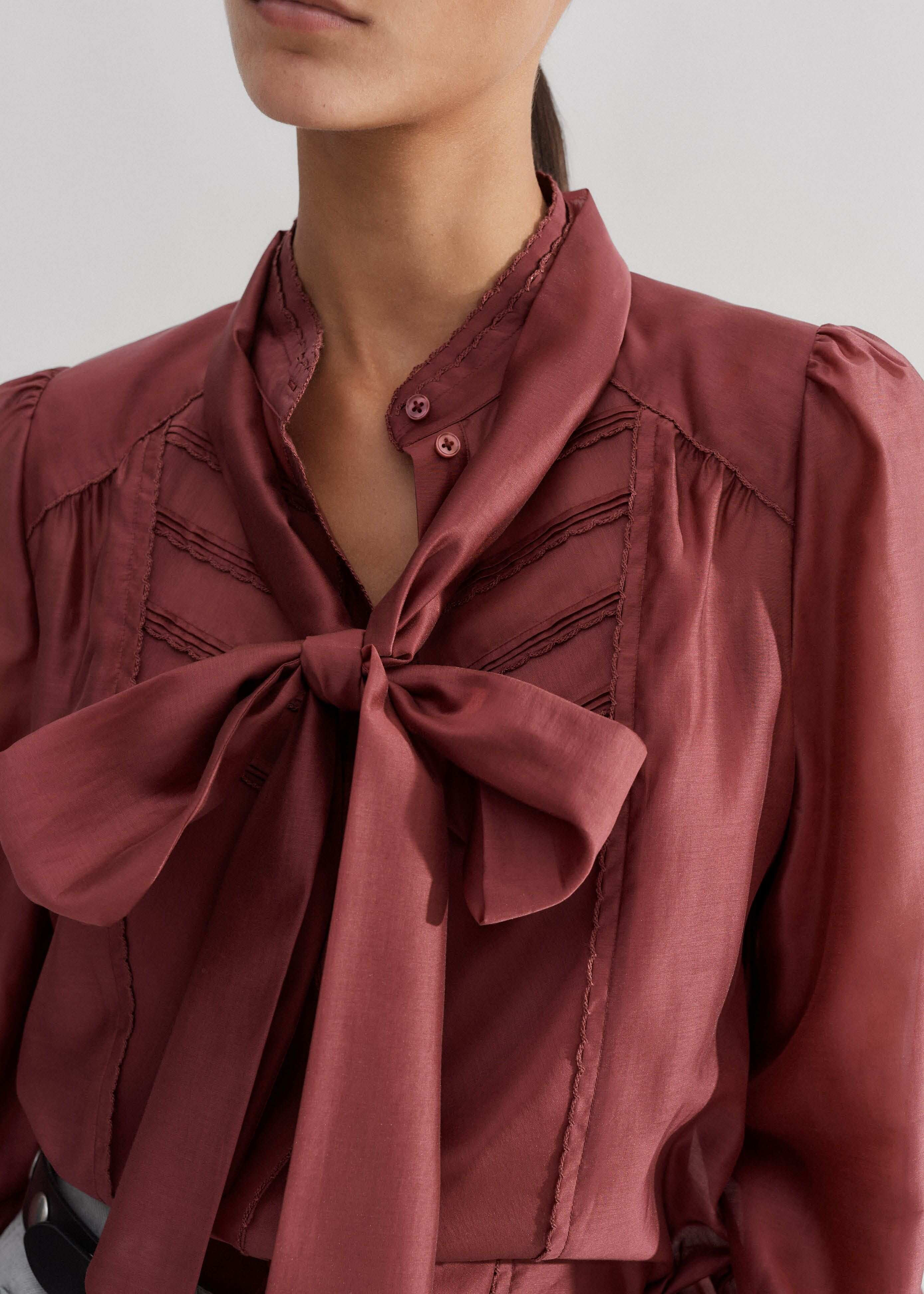 Women's Pink Pintuck Detail Pussybow Blouse + Cami | ME+EM | ME+EM Global (Excluding US)