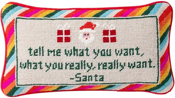 FURBISH Christmas Pillow - Tell Me What You Want Needlepoint Decorative Throw Pillow, Christmas D... | Amazon (US)