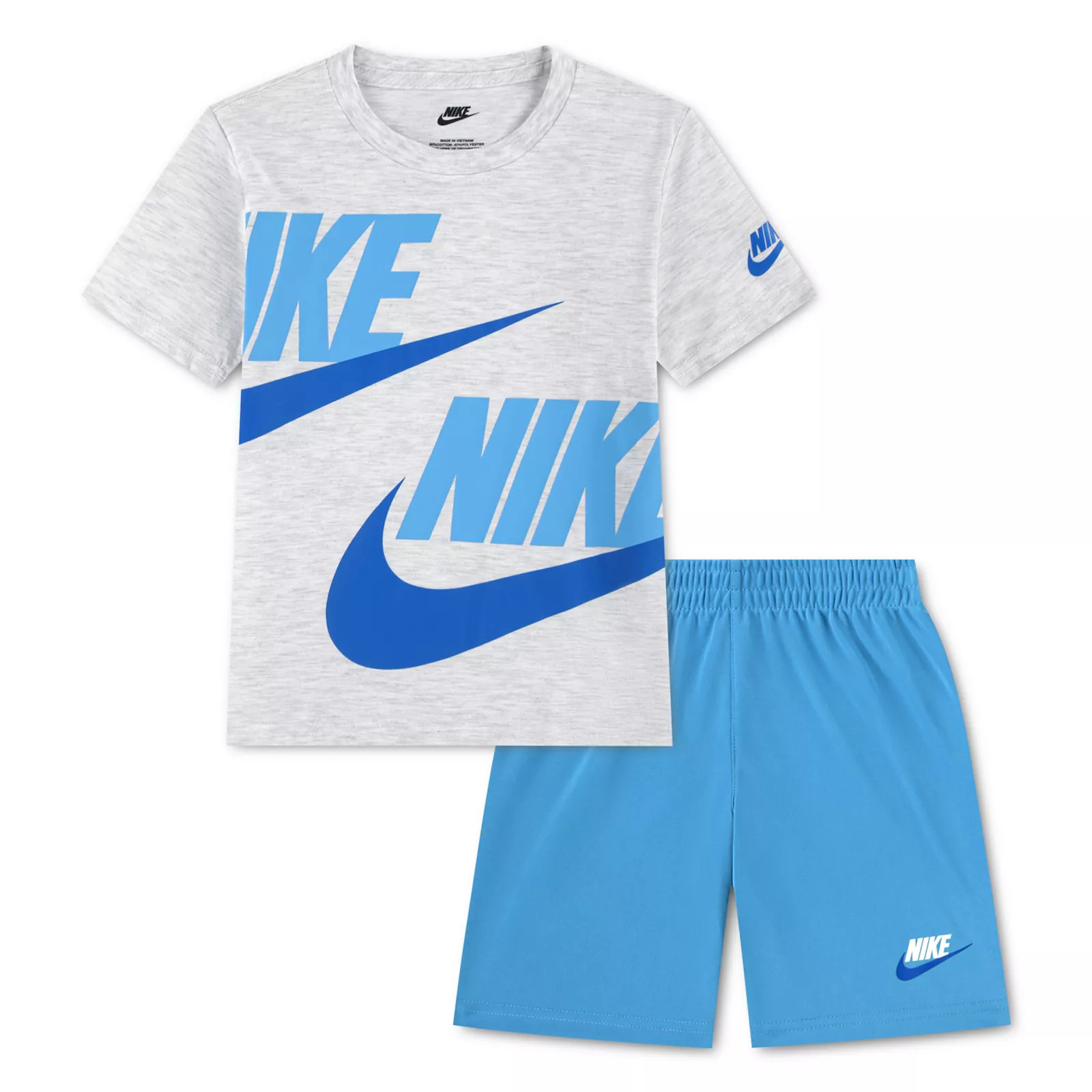 Toddler Boys Nike Split Futura Logo Short Sleeve T-shirt & Shorts 2-Piece Set, Toddler Boy's, Size: 3T, Grey Grey Blue | Kohl's