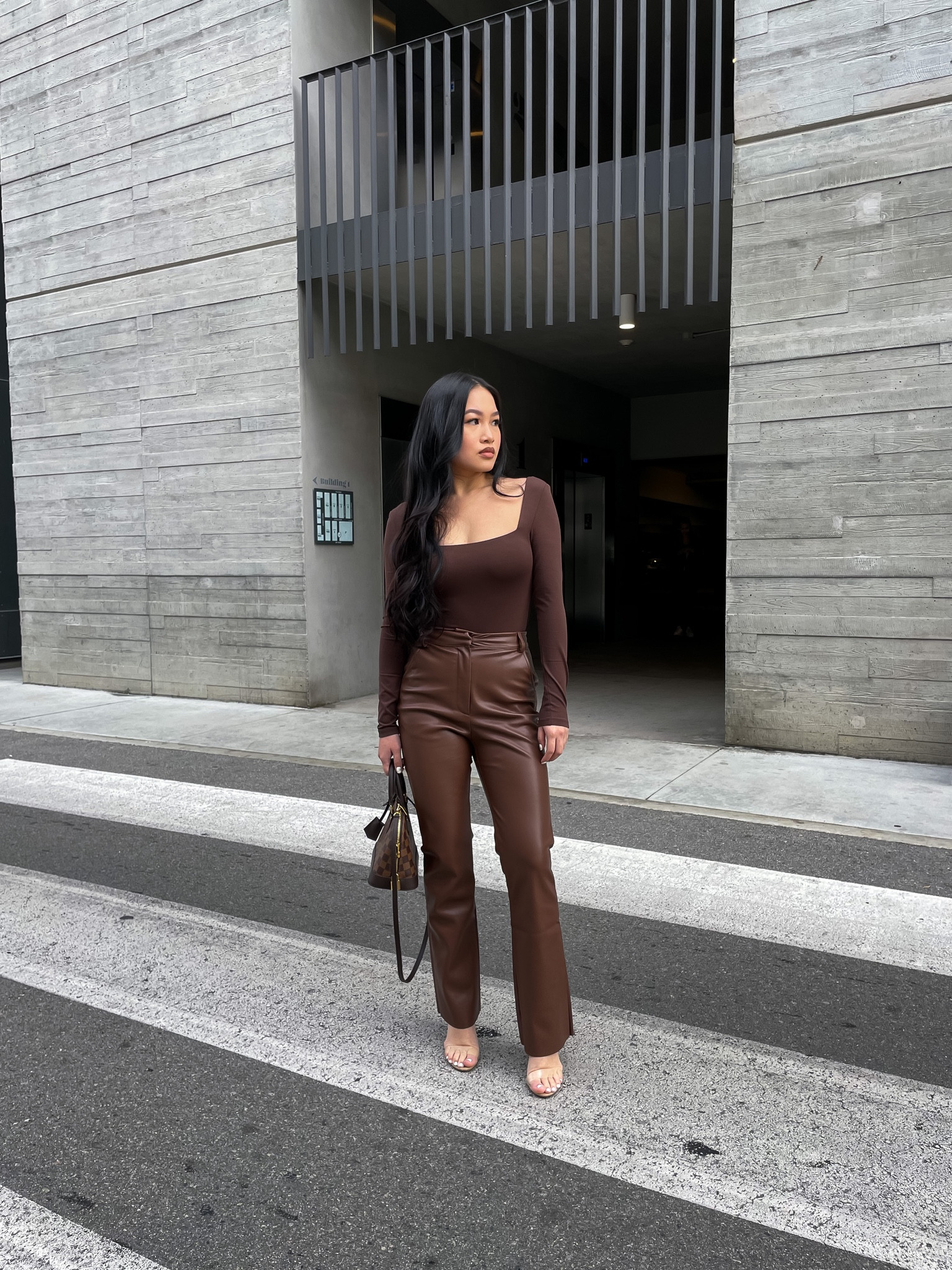 Brown outfits, brown leather pants, monochrome outfit, leather pant outfit 

#LTKunder100 #LTKSeasonal