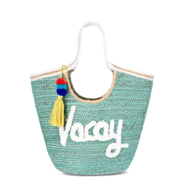 No Boundaries Jute Tote Bag, Vacay Teal, Women’s | Walmart (US)