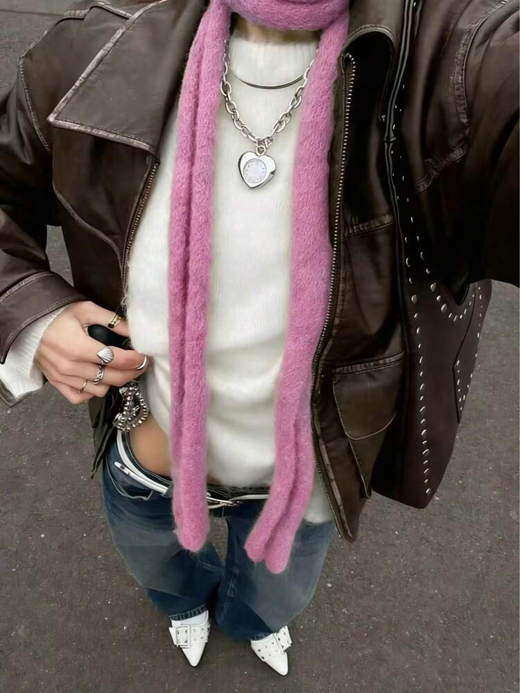 1pc Design Slightly Rolled Edge Thin Scarf Fashion Wear Long Versatile Scarf Thin Narrow | SHEIN