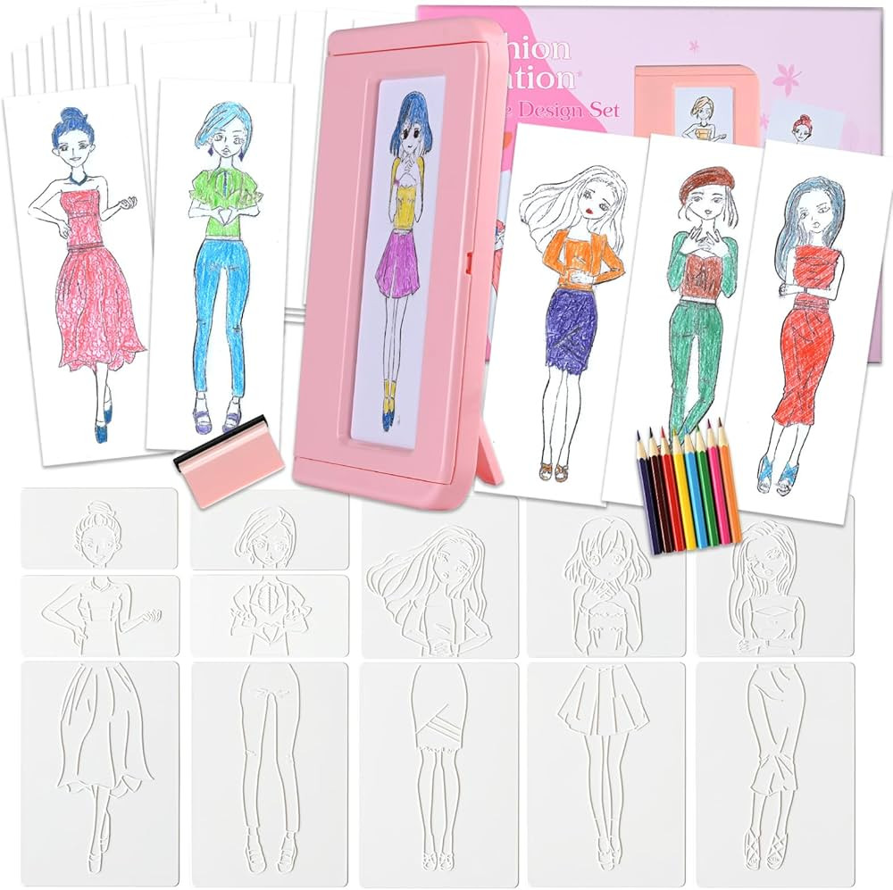 LISUNQUE Fashion Creativity Kits, Creativity Design Kit DIY Arts for Girls, Drawing Rubbing Plate... | Amazon (US)