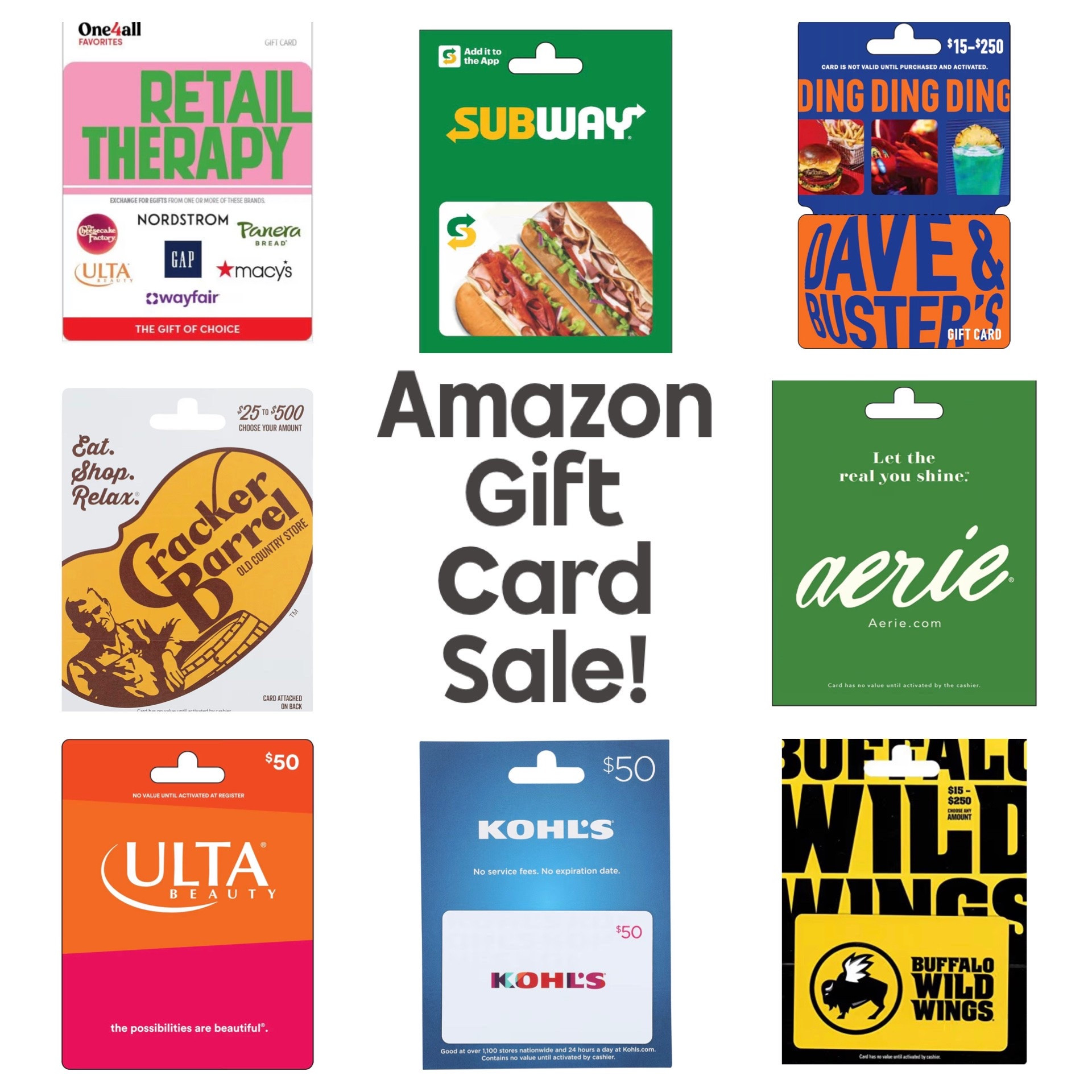 Amazon has a HUGE Gift Card sale today for popular restaurants and retailers! $50 Gift Cards are marked down to only $40-$42.50, and with most of these, you get physical gift cards that are easy to gift. All are on Lightning Deal, so going quickly ⚡️

#LTKSaleAlert #LTKootd #LTKHome