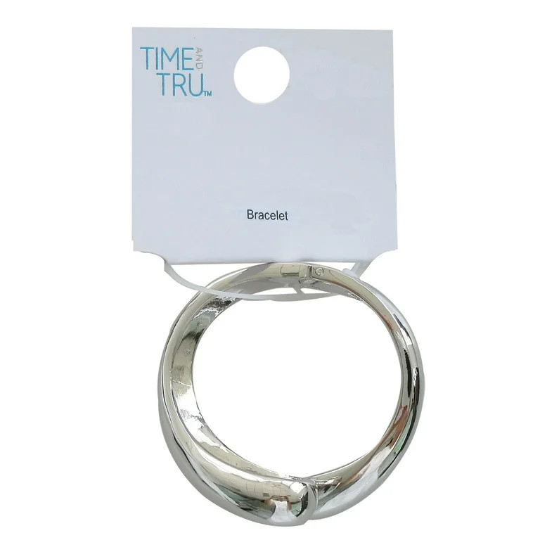 Time And Tru Women's High Polished Metal Open Bangle in Silver Plating | Walmart (US)