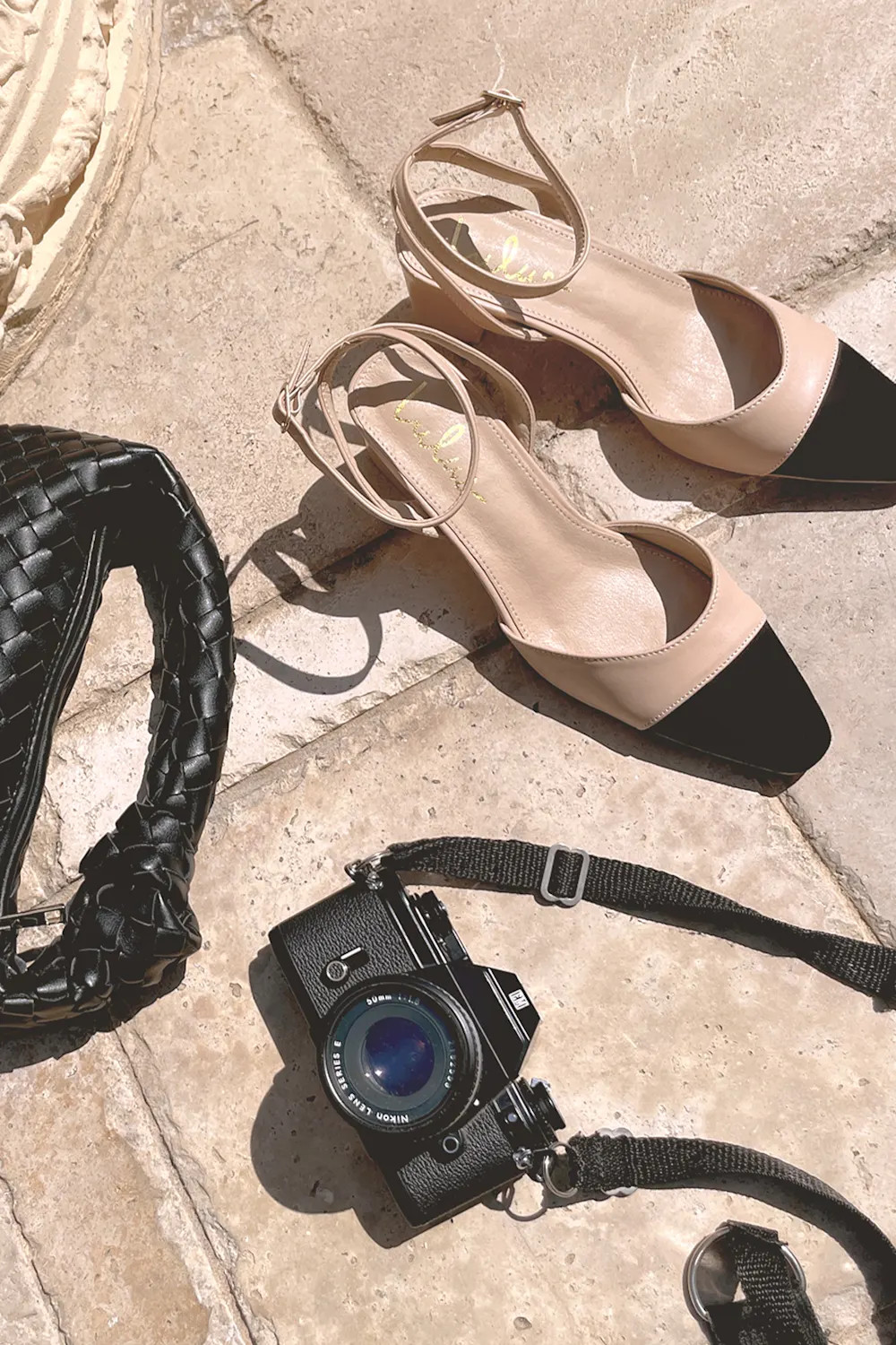 Lelaya Black and Light Nude Ankle Strap Pointed Toe Pumps | Lulus (US)