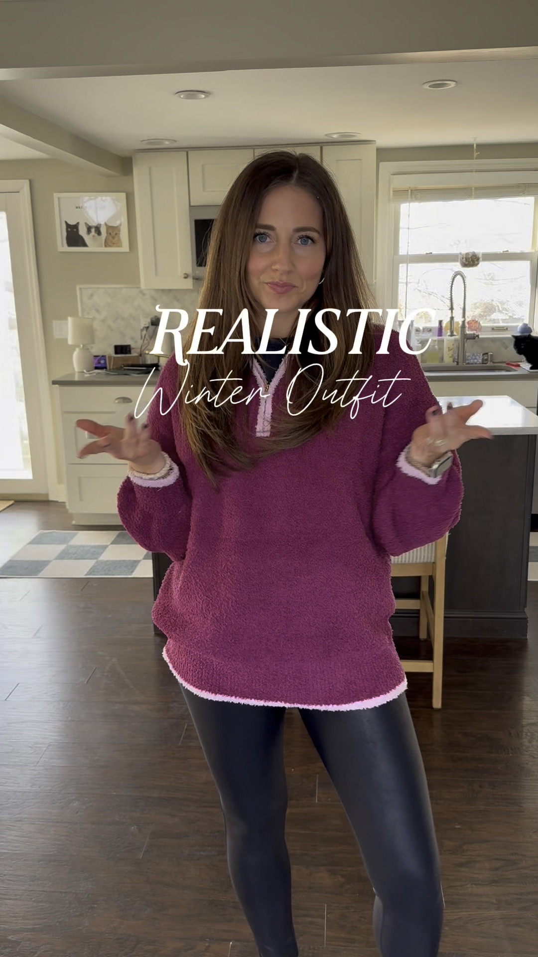 Realistic winter outfit idea 💖

Size small in tops 
Sized up a whole size in the jeans
True size in shoes 

#LTKWatchNow #LTKFindsUnder50 #LTKFindsUnder100