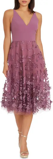 Dress the Population Darleen V-Neck Embroidered Mesh Cocktail Dress | Nordstrom | Nordstrom