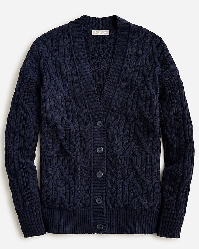 Cable-knit V-neck cardigan sweater | J.Crew US
