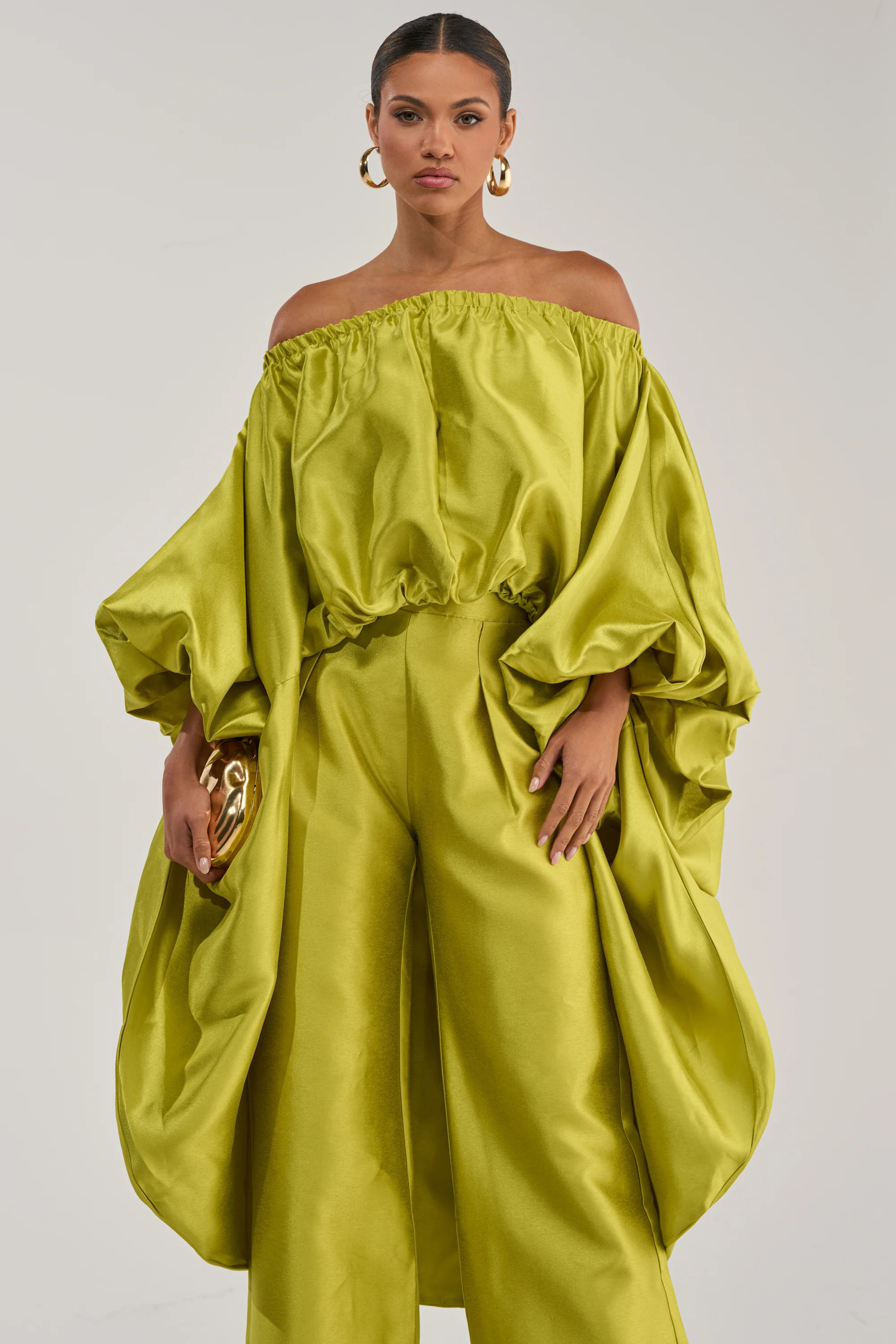 BY MY SIDE HIGH LOW BLOUSE IN CHARTREUSE | AKIRA