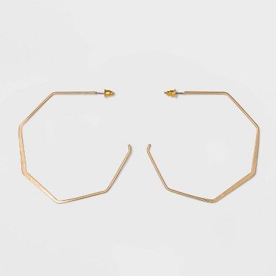 Open Flattened Hexagon Hoop Earrings - Universal Thread™ | Target