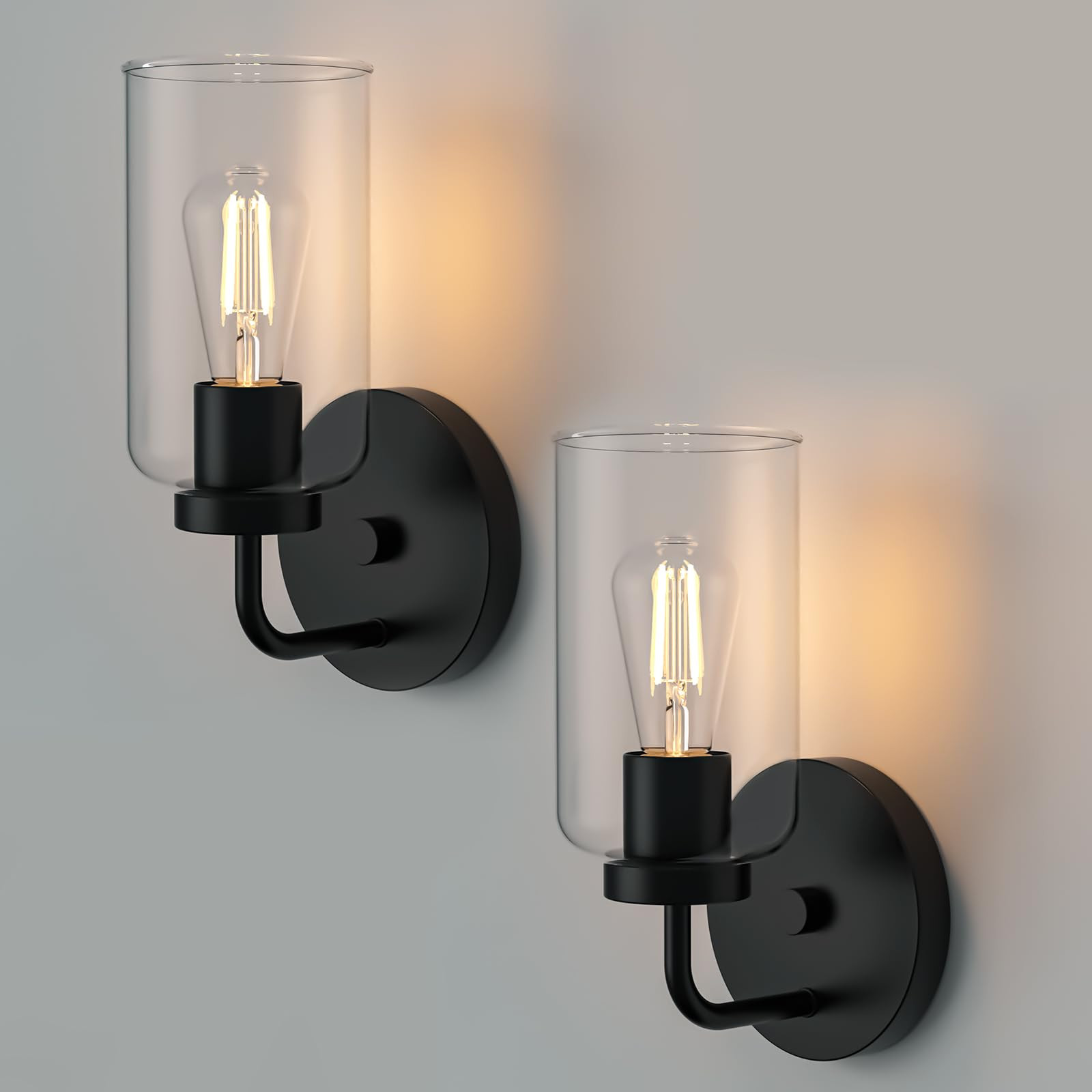 Zevluck Juego de 2 apliques de pared, accesorios modernos de luz de pared con pantalla de vidrio ... | Amazon (US)