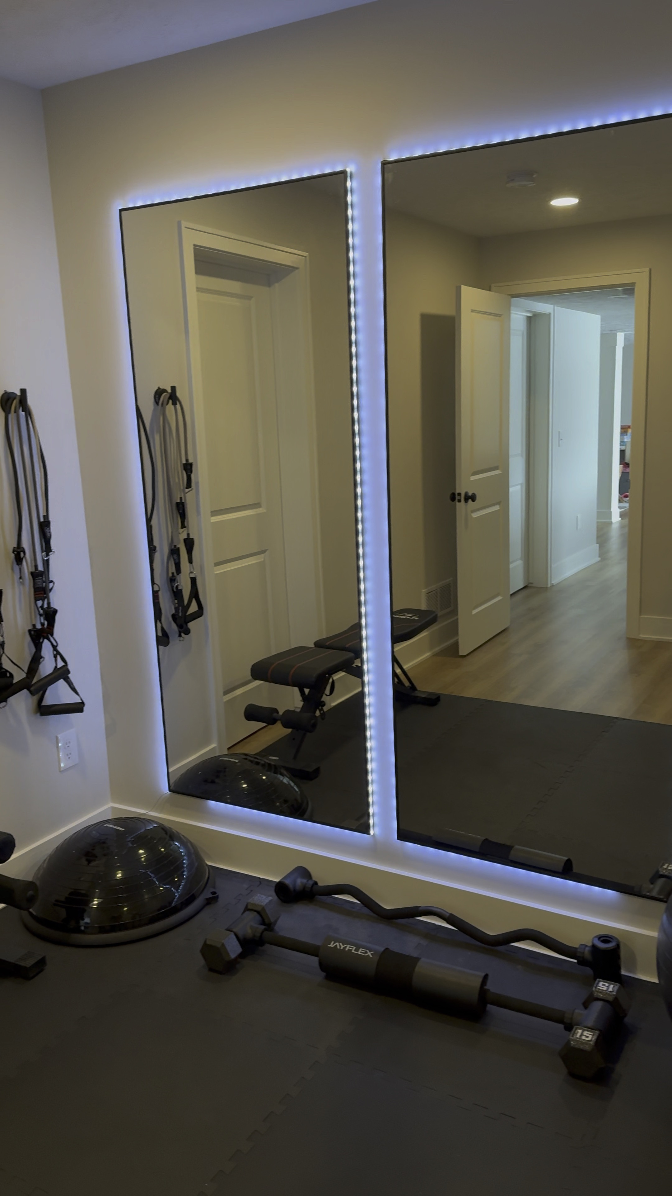 Home gym mirrors + lights 🏋️‍♀️

#LTKfitness #LTKfindsunder100 #LTKhome
