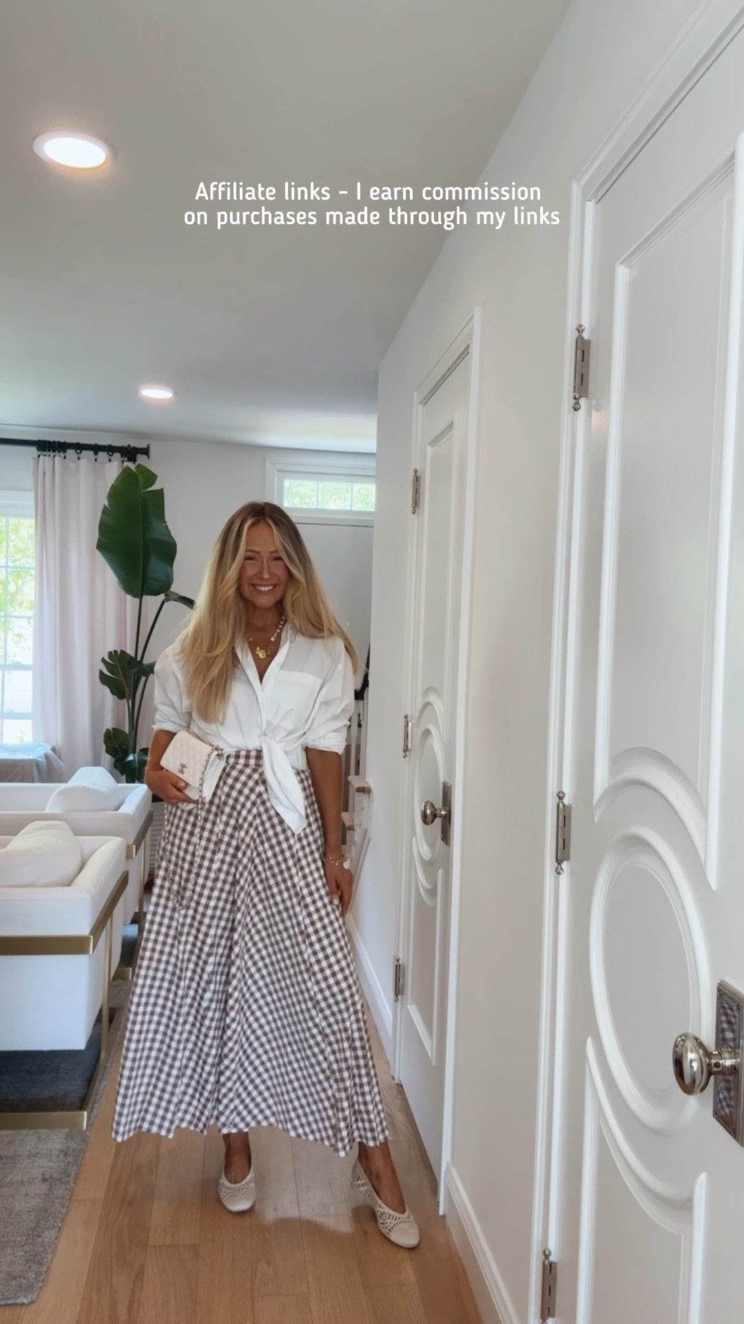 Affiliate links - I earn commission on purchases made through my links | over 40 summer outfits
Amazon gingham skirt
White button up shirt