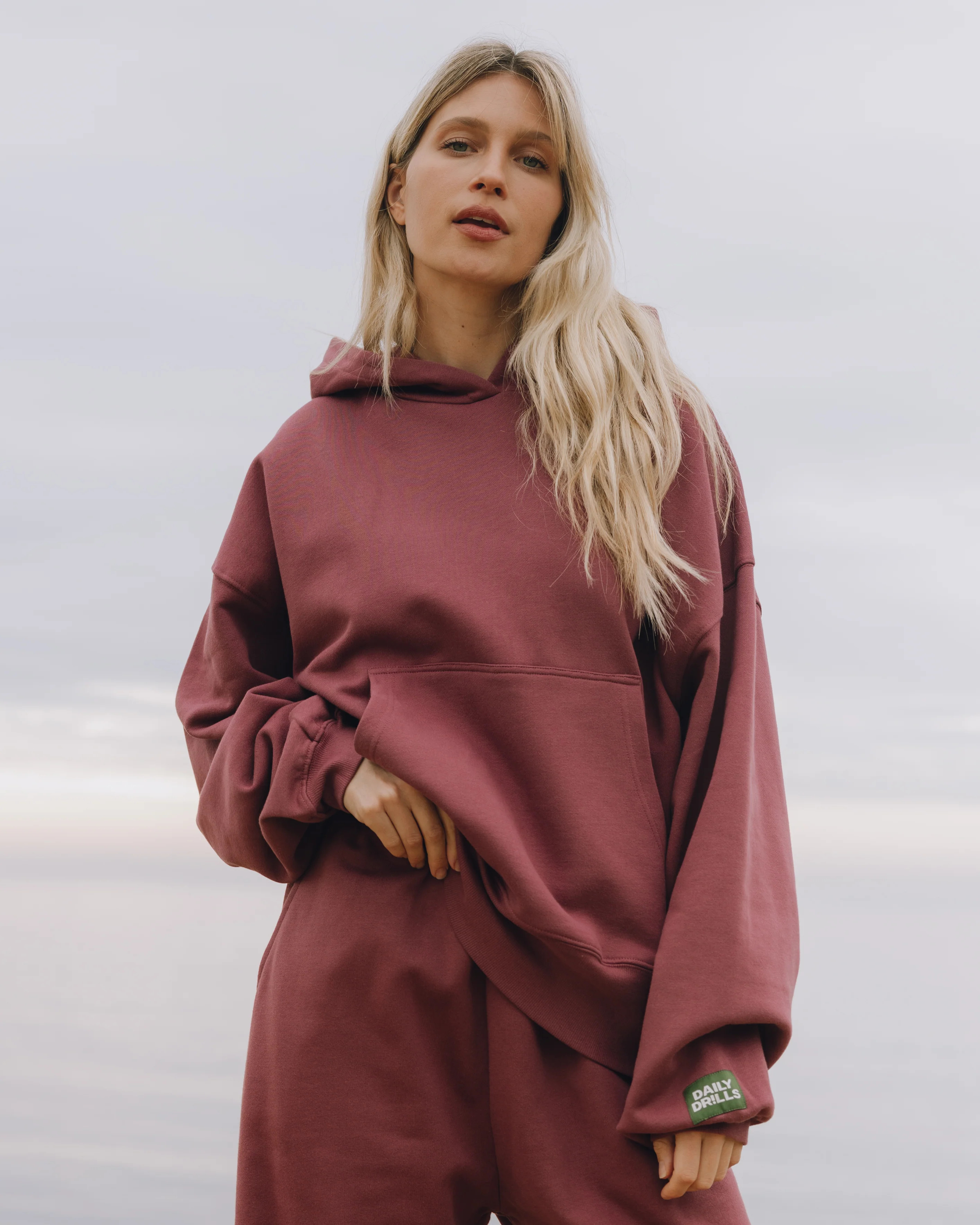 Oversized Fleece Hoodie - Wine | Daily Drills