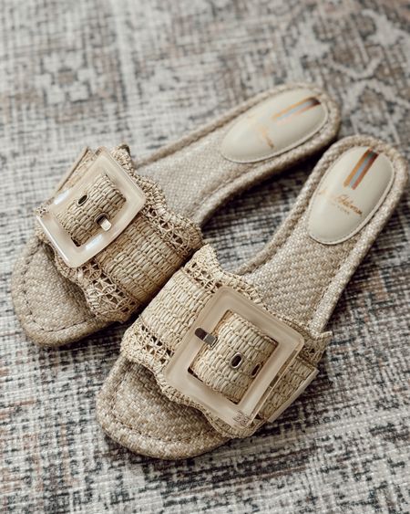 Sam Edelman Raffia Slides/Sandals! I love these! Sized up a half size in them, usually wear 7.5 and wear 8 in these 🤍 

#samedelman #sandals #sandalseason #shoes #mothersdaygift #giftidea #vacation #trip #vacay #resort #womenssandal #summersandal #summerstaple 

#LTKshoecrush #LTKGiftGuide #LTKSeasonal