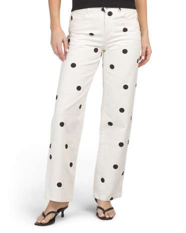Polka Dot Baggy Denim Pants for Women | Cotton | Marshalls