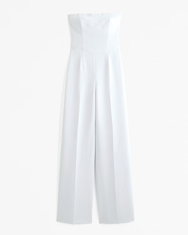 Women's Strapless Premium Crepe Jumpsuit | Women's Clearance | Abercrombie.com | Abercrombie & Fitch (US)