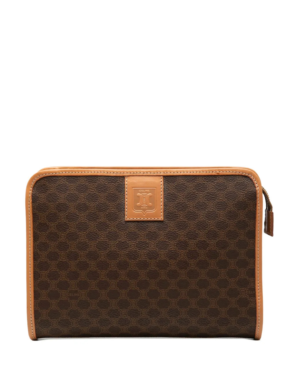 Celine Pre-Owned 2015 Macadam Coated Canvas Clutch Bag | Brown | FARFETCH UK | Farfetch Global