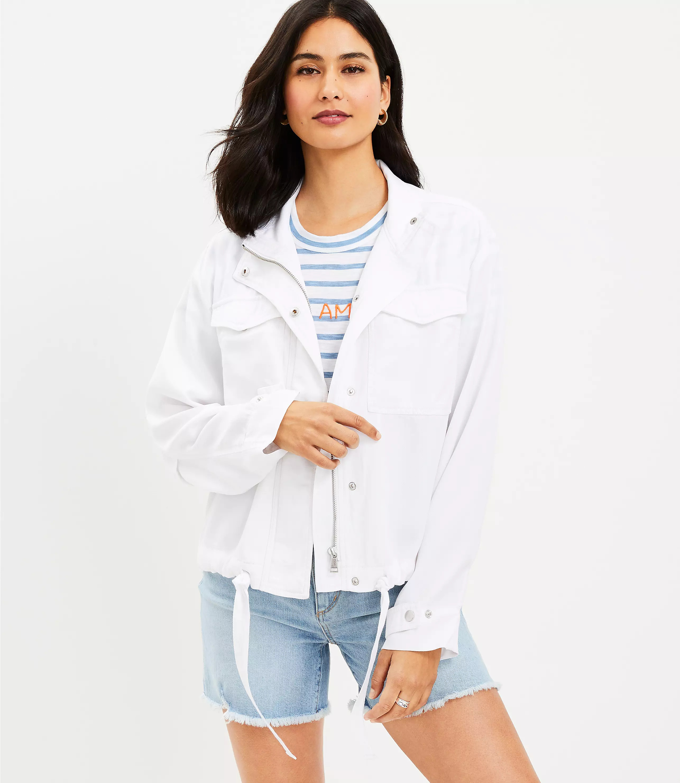 Cinched Twill Jacket | LOFT
