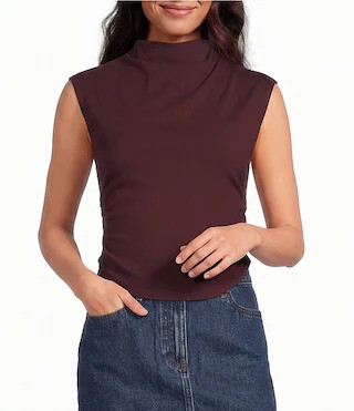 Mock Neck Cap Sleeve Crop Tank Top | Dillard's