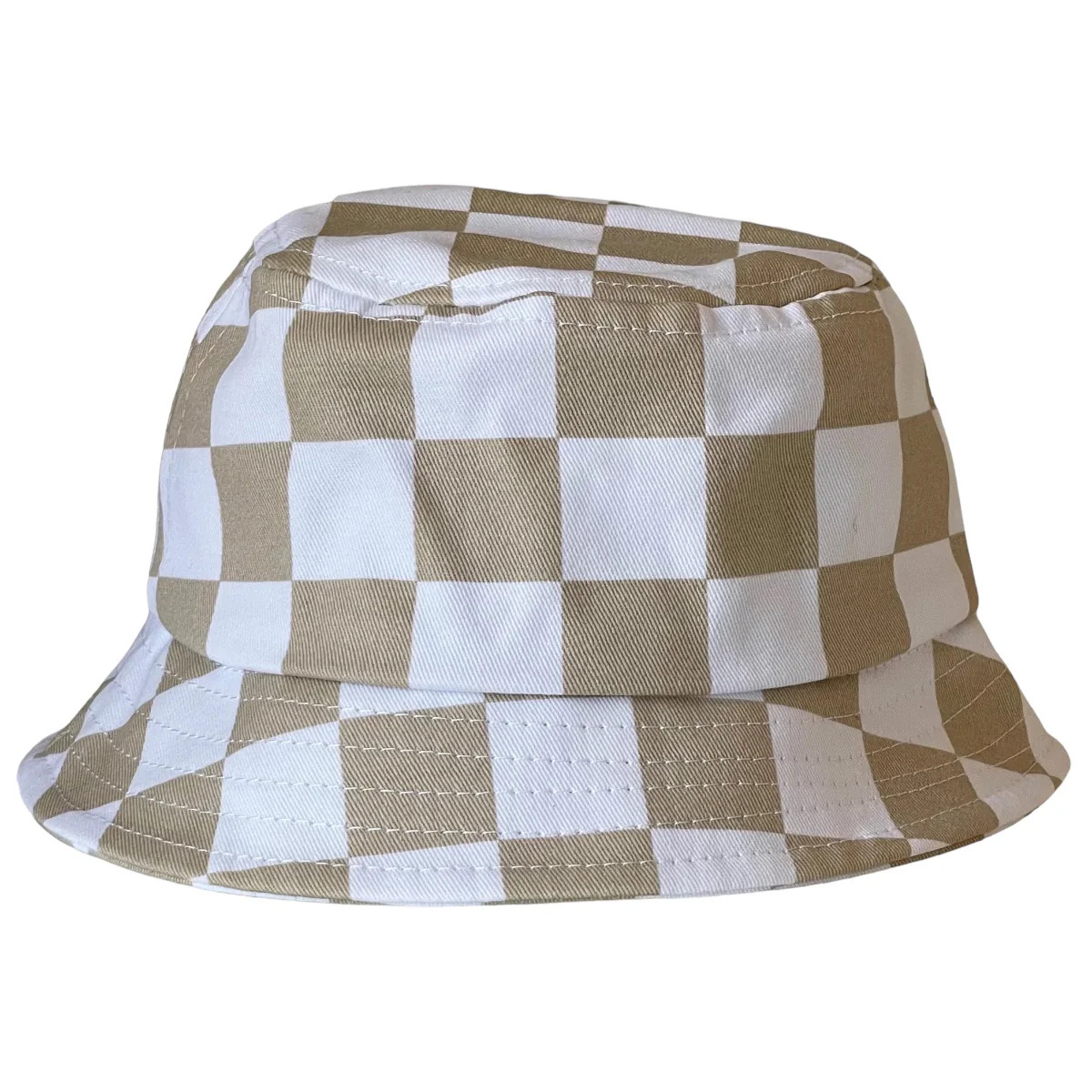 Kids Bucket Hat, Tan Checkerboard | SpearmintLOVE