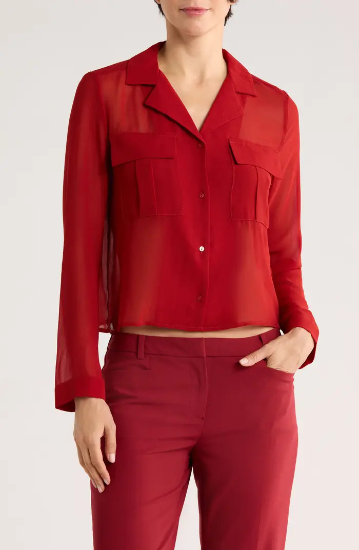 Print Long Sleeve Crop Blouse | Nordstrom Rack