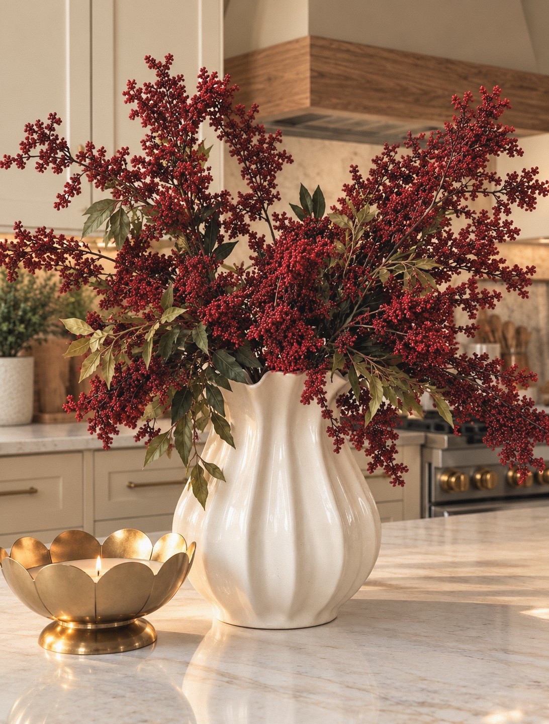 Christmas decorating with a modern organic touch! 🎄❤️ These gorgeous burgundy berry stems paired with natural cedar greenery, a sculptural vase, and warm brass accents make the prettiest holiday statement. Loving the mix of rich reds, soft neutrals, and cozy textures for an effortless, elevated Christmas look. ✨ Shop my favorite Amazon and Target Christmas decor finds to recreate this look!

#ChristmasDecor #AmazonHomeFinds #TargetHome #ChristmasStyling #ModernOrganicHome #HolidayDecor