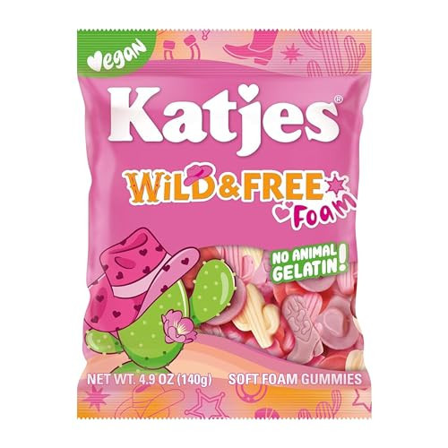Katjes Vegan Wild Free Foam Gummy Candy, 4.9oz Bags, 3 Pack – Plant Based Squishy Gummies – No Gelatin or Red 40, High Fructose Corn Syrup Free - Wild West Cow Girl Shapes | Amazon (US)