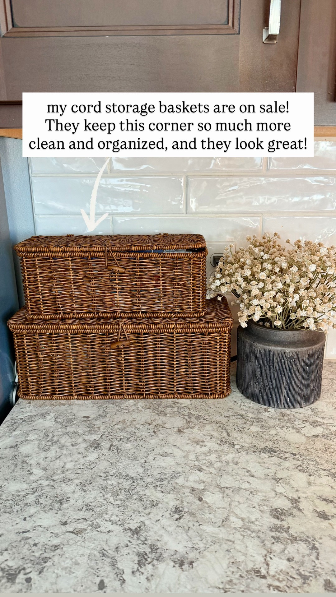 My cord storage baskets are on sale! They keep everything so neat and organized, and look greasy on your counter. They have slits in the sides for a power strip and the cords to pull out!

#LTKSaleAlert #LTKHome #LTKselfcare