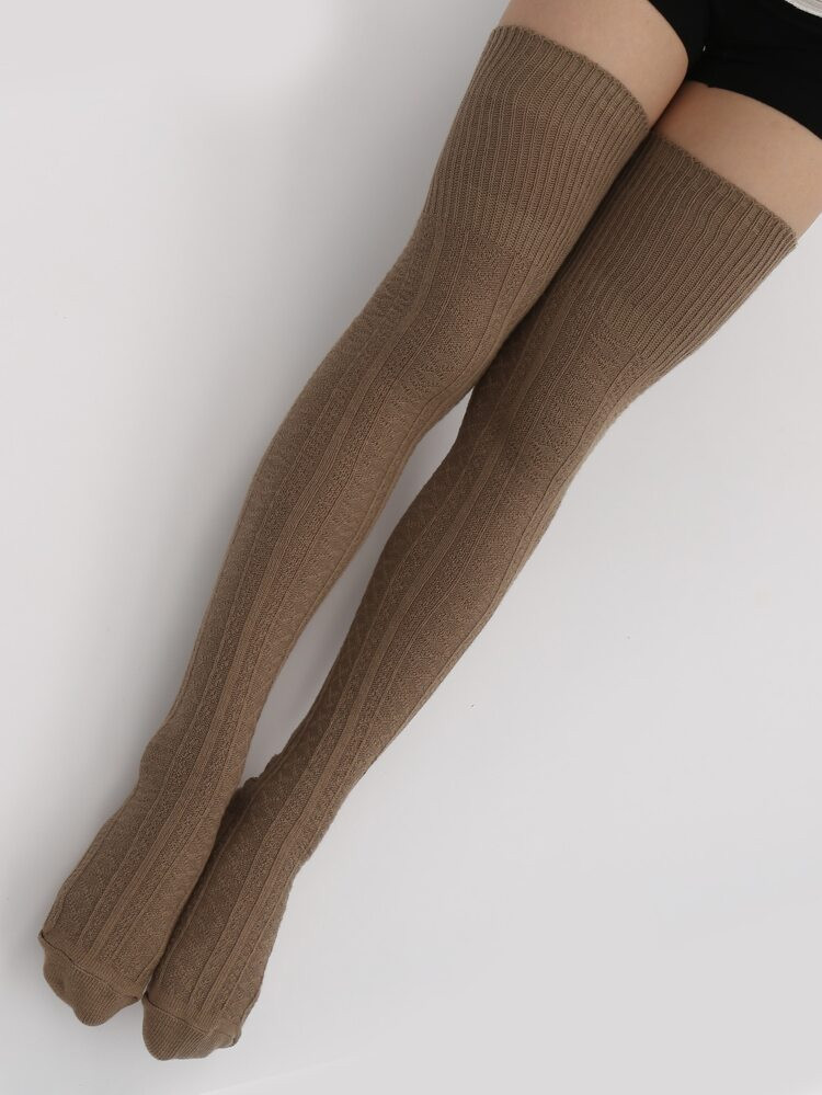 Diamond Knit Over-the-Knee Socks | SHEIN
