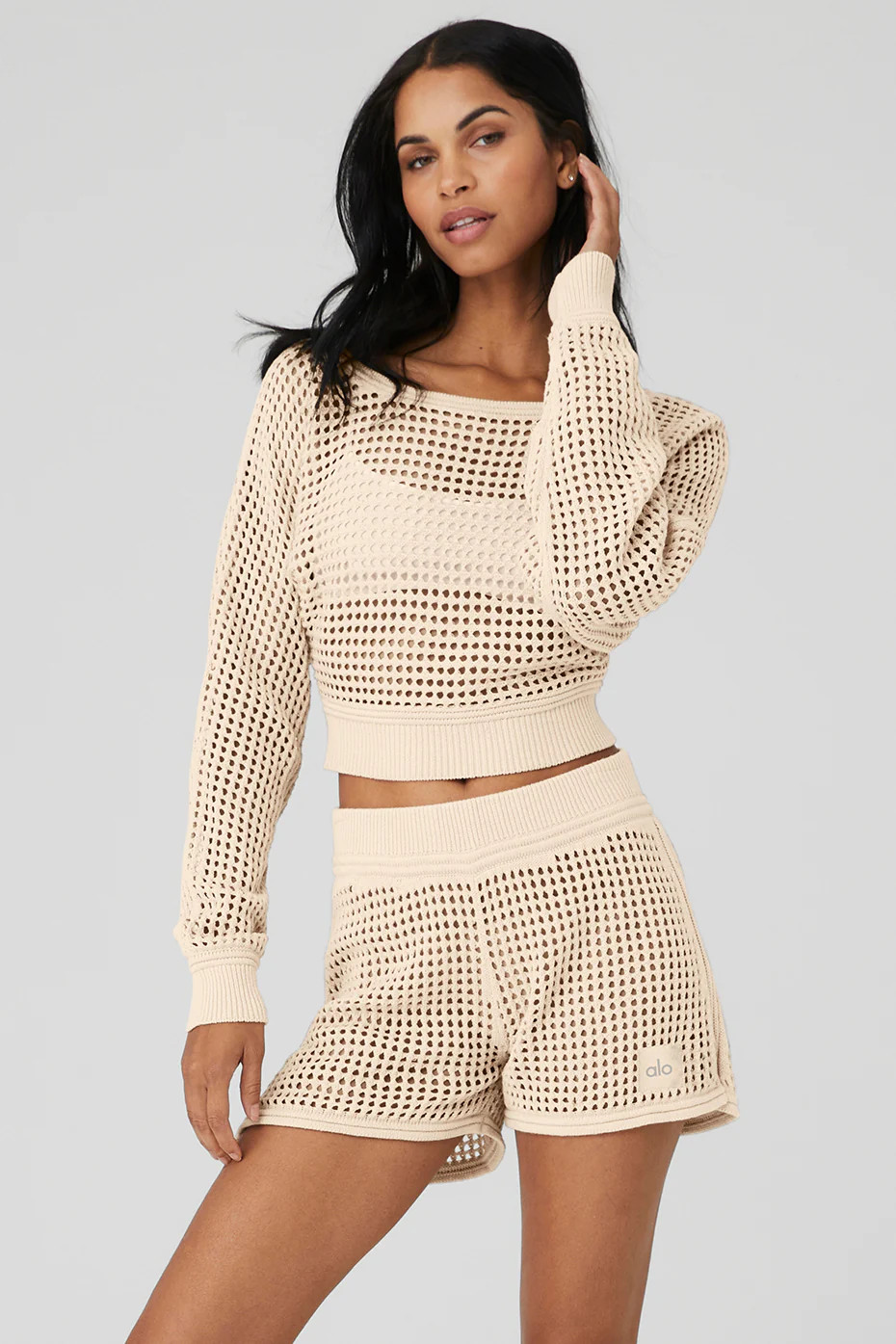 Open-Knit Cropped Chase The Sun Coverup - Black | Alo Yoga (US)