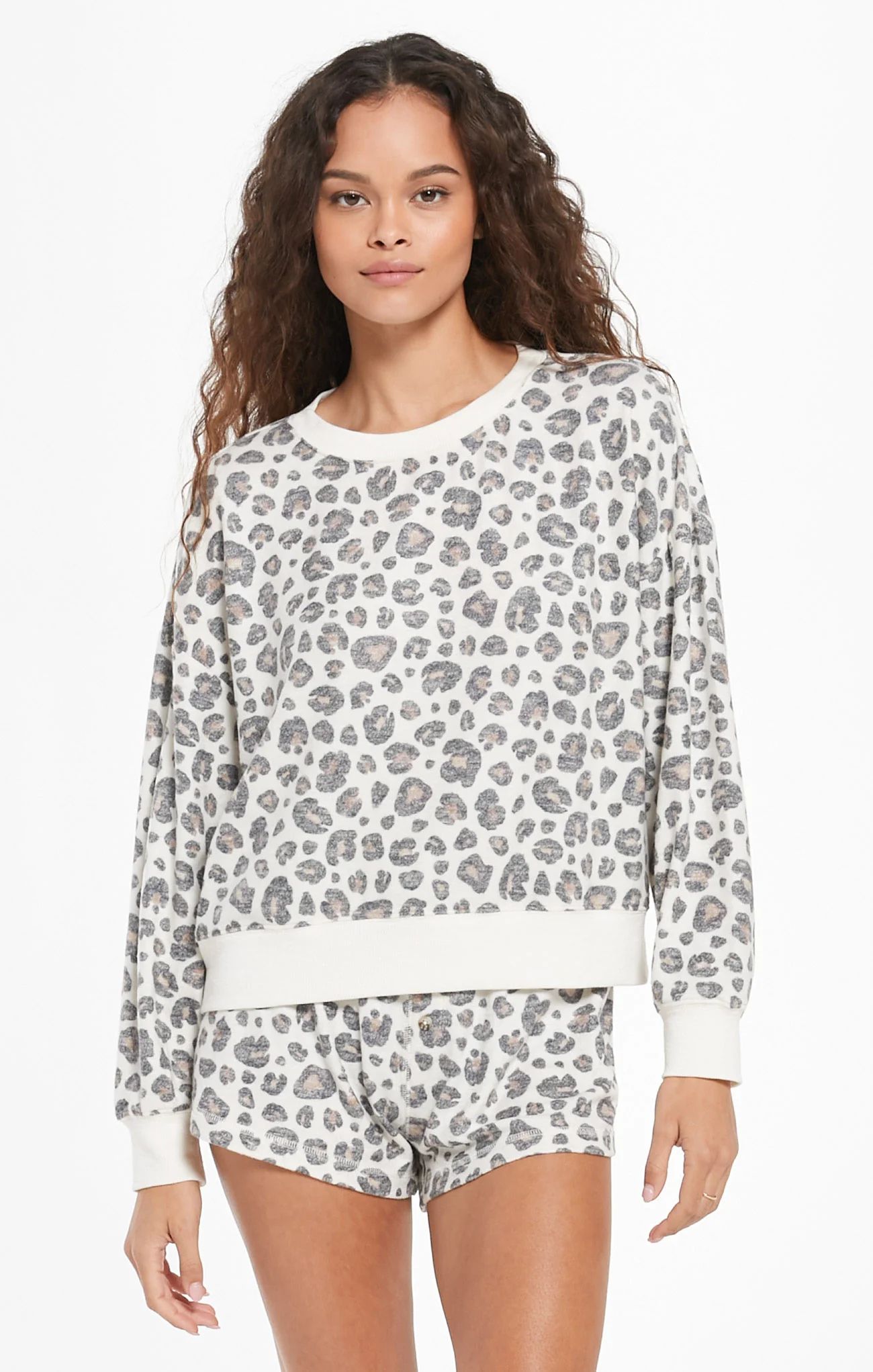 Elle Brushed Slub Leopard Pullover | Z Supply