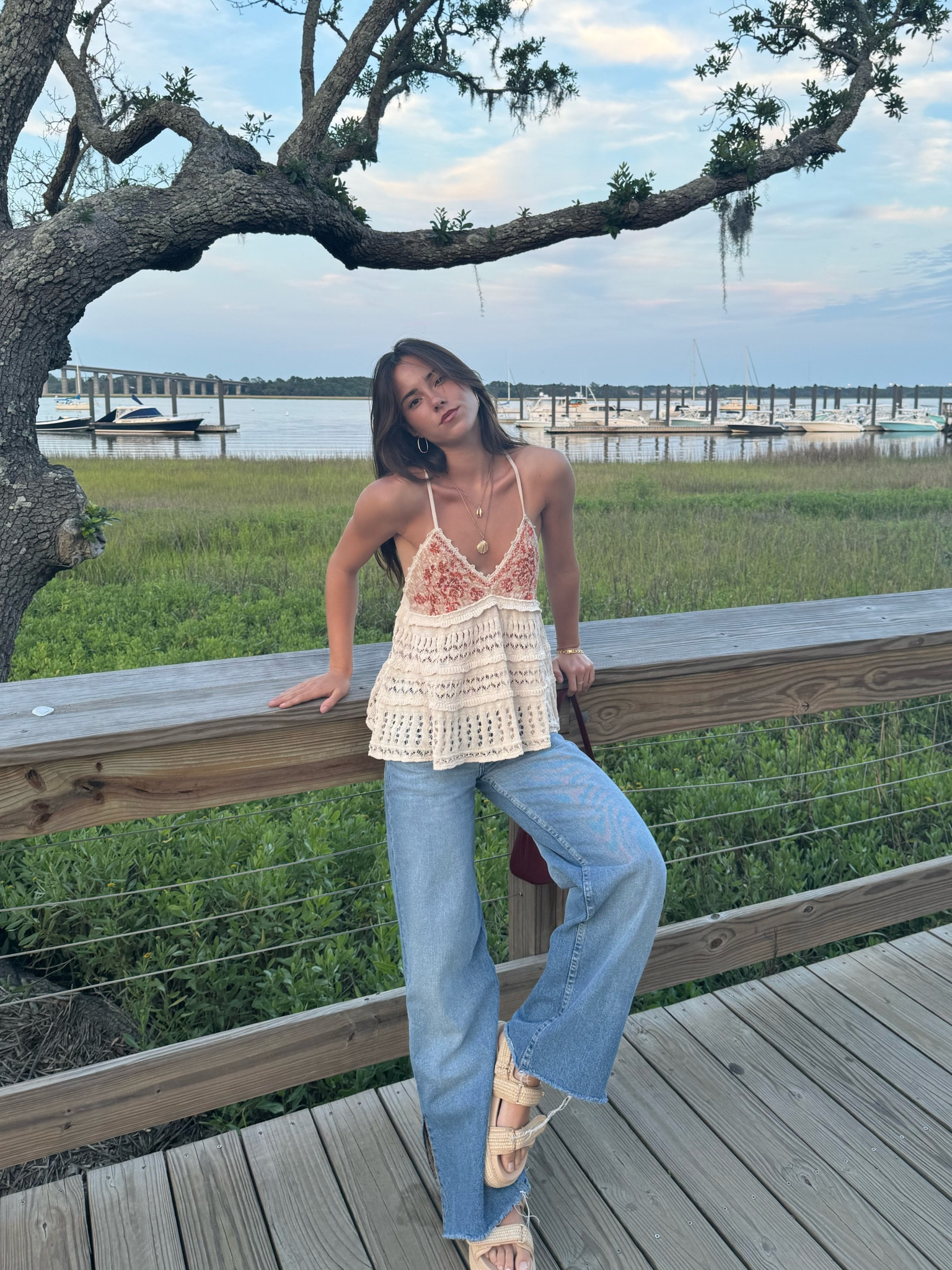 Dinner outfit. Casual but beachy. 
Jeans are a size 24 top is a size xxs

#LTKSeasonal #LTKfindsunder50 #LTKstyletip