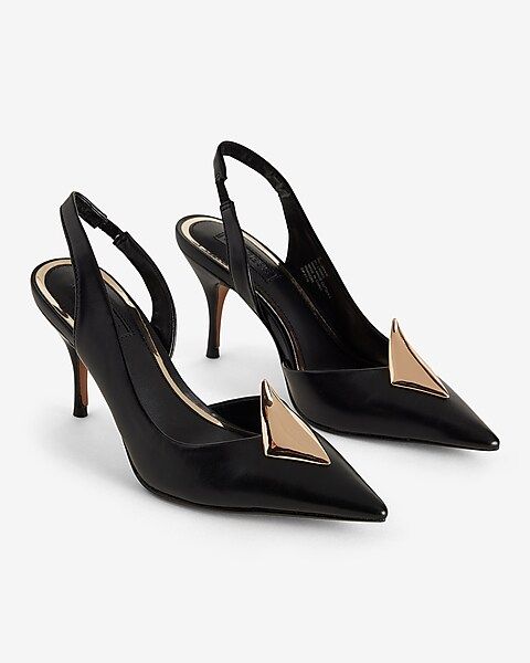 Brian Atwood X Express Gold Accent Slingback Pumps | Express