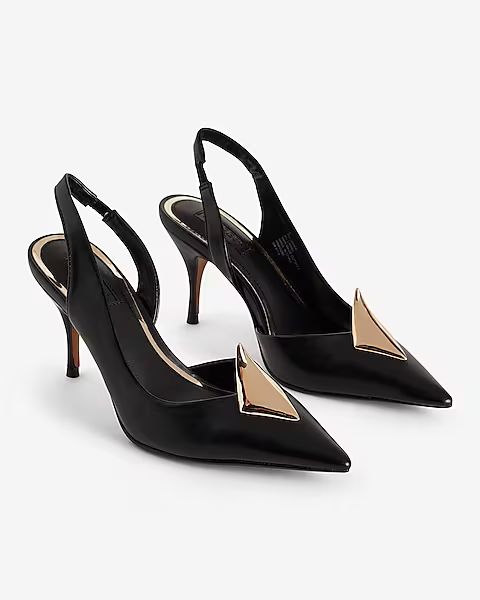 Brian Atwood X Express Gold Accent Slingback Pumps | Express