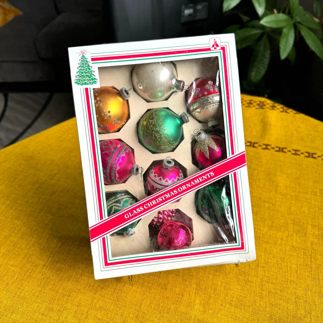 Vintage Essex Franke Company Multi-coloured Glittery Hand Blown Glass Christmas Tree Ornaments Ch... | Etsy (US)