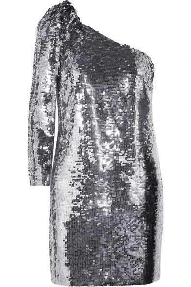 Veronica Beard - Atlantis One-shoulder Sequined Chiffon Mini Dress - Silver | NET-A-PORTER (UK & EU)