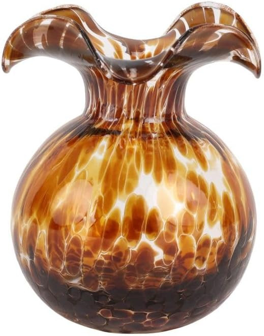 Vietri Hibiscus Glass Brown Tortoiseshell Bud Vase - 5"x5.5" Flower Vase, Handmade Table Decor | Amazon (US)