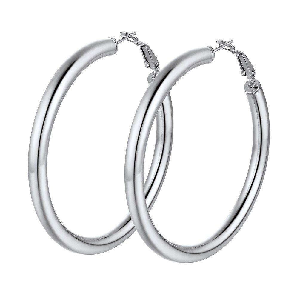 PROSTEEL Silver Large Big Hoop Earrings for Women Girls Hypoallergenic High Polished Stainless St... | Walmart (US)