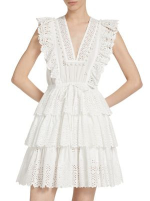 Lilith Broderie Anglaise Tiered Minidress | Saks Fifth Avenue OFF 5TH