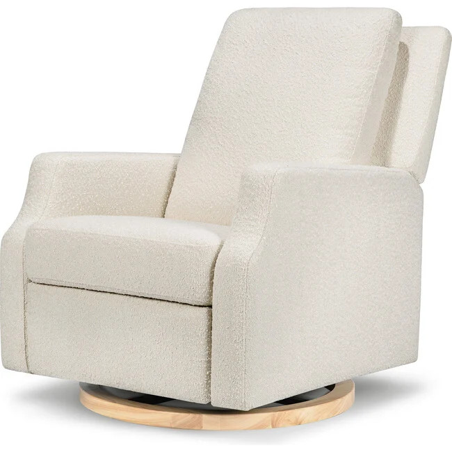 Namesake | Crewe Recliner & Swivel Glider, Ivory Boucle w/ Light Wood Base (Cream) | Maisonette | Maisonette