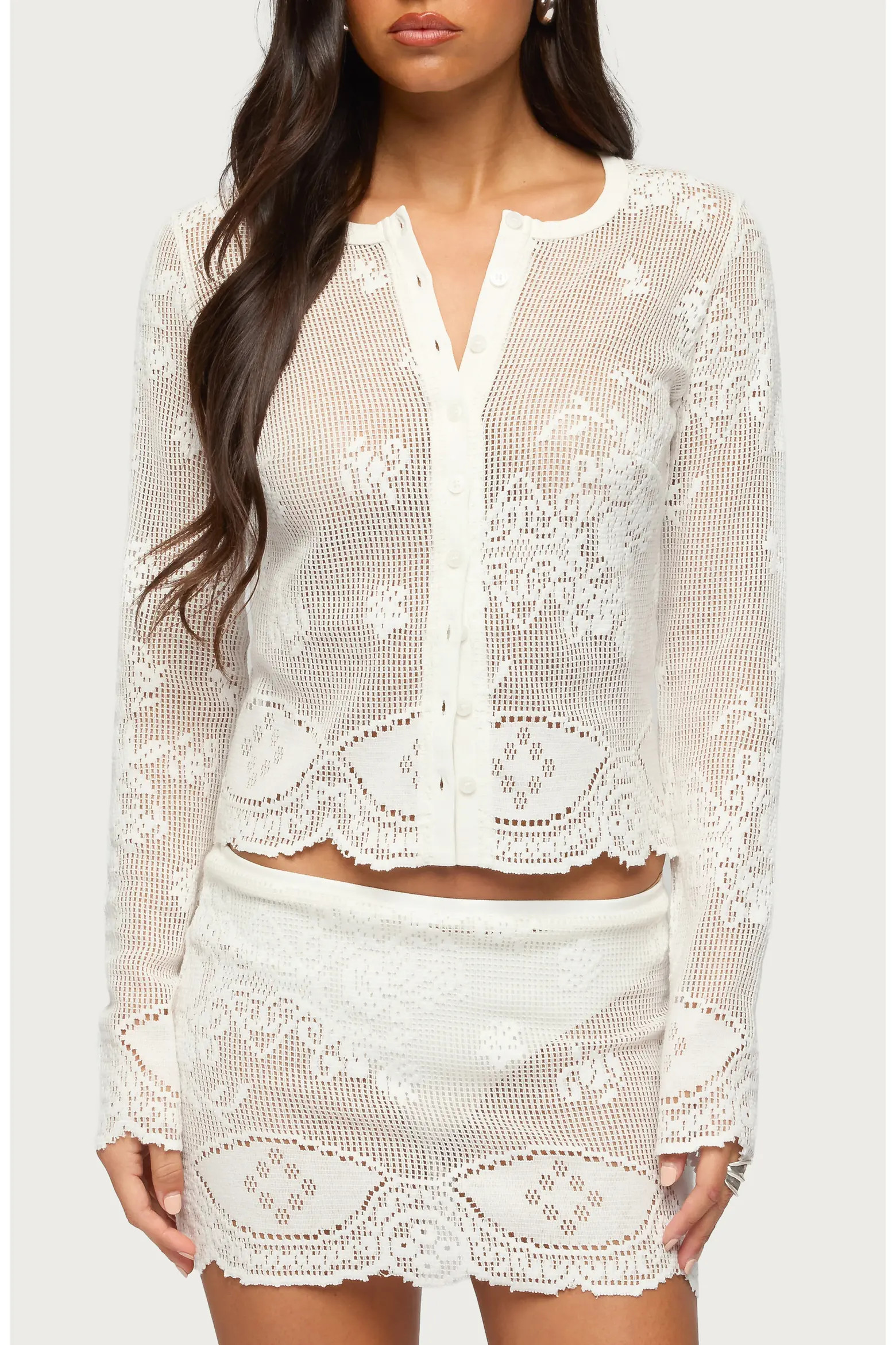 Rusa Sheer Open Stitch Button-Up Shirt (Women) | Nordstrom | Nordstrom