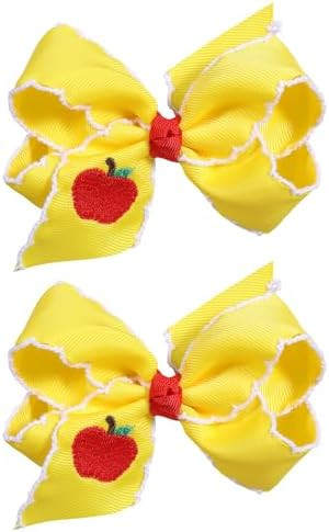 2Pack 4in Yellow Back School Hair Bows Alligator Clips for Student Teens Girls Teacher First Day ... | Amazon (US)