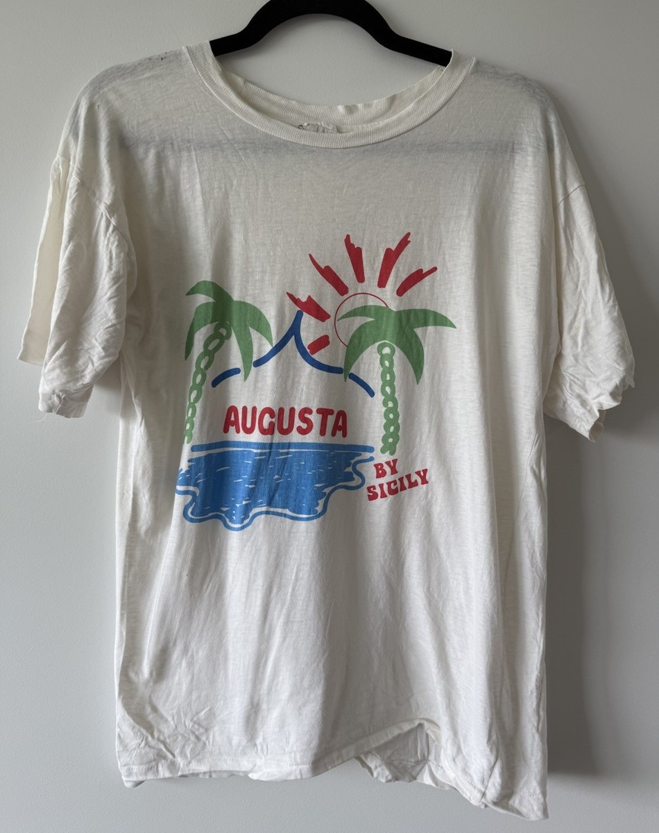 VINTAGE 90s Augusta By Sicily Italy Sunny Island Retro Italian Beach T-Shirt | eBay | eBay US