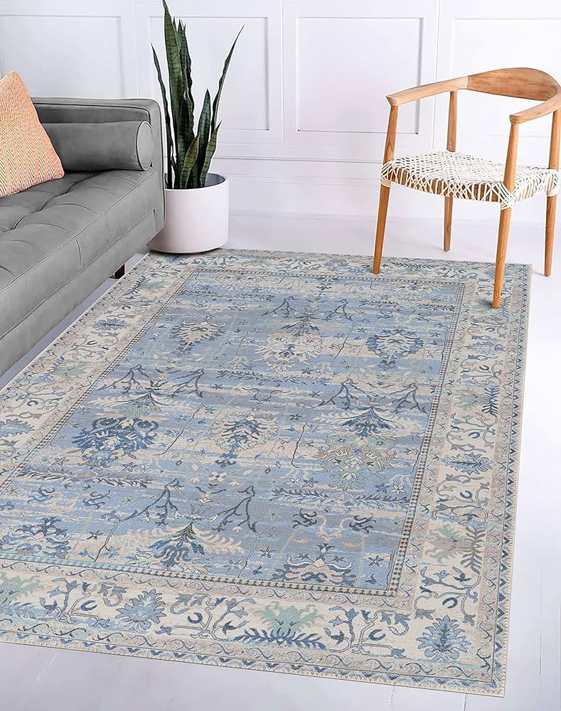Adiva Rugs Machine Washable Area Rug with Non Slip Backing for Living Room, Bedroom, Bathroom, Ki... | Amazon (US)