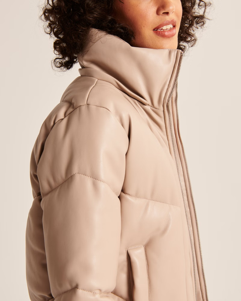 Vegan Leather Hooded Mini Puffer | Abercrombie & Fitch (US)