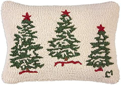 Chandler 4 Corners Artist-Designed Trees on White Hand-Hooked Wool Decorative Christmas Throw Pil... | Amazon (US)
