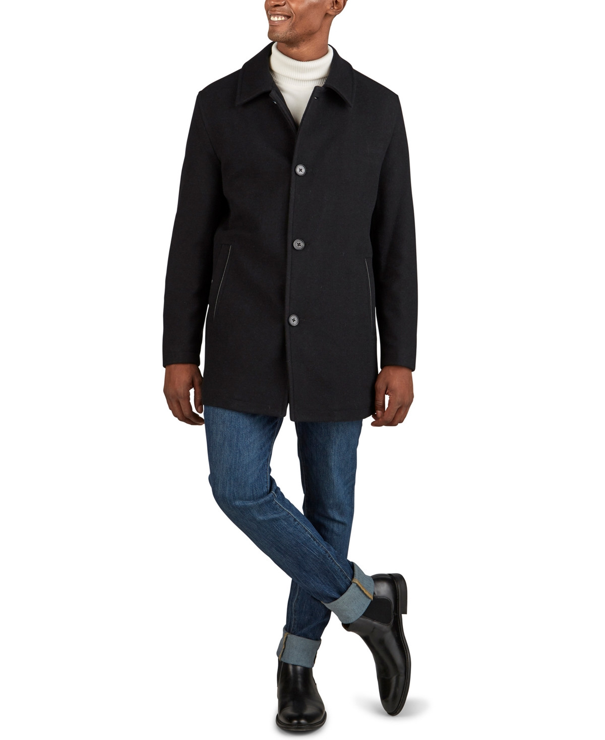 Cole Haan Men's Classic-Fit Car Coat with Faux-Leather Trim | Macys (US)